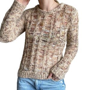 Rag & Bone Womens Mohair Neautral Sheer Lace Fluffy Boho Sweater Sz S